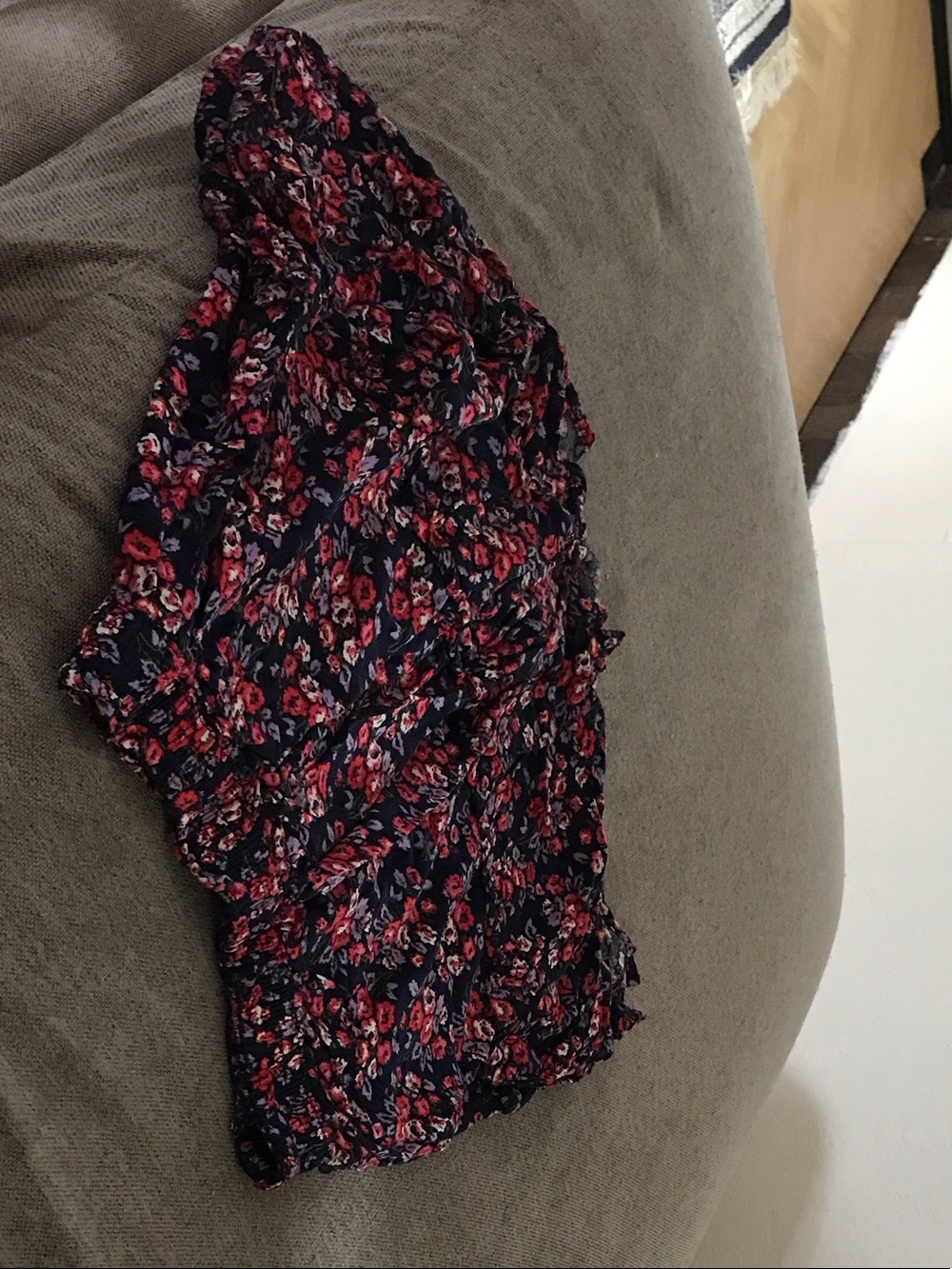 Navy Floral Ruffle Mini Skirt